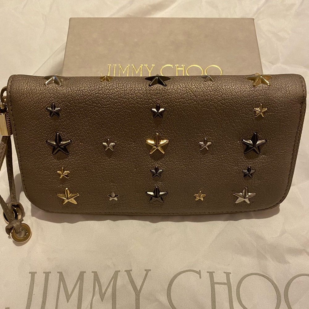 Jimmy Choo Leather Star-Studded Wallet